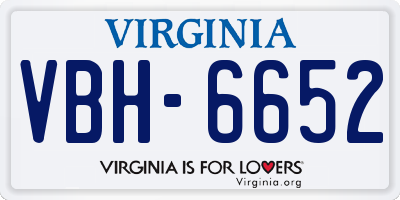 VA license plate VBH6652