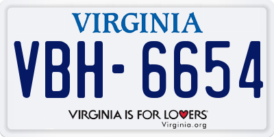 VA license plate VBH6654