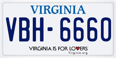 VA license plate VBH6660
