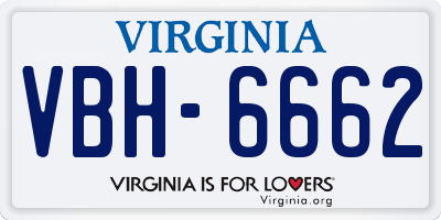 VA license plate VBH6662