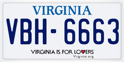 VA license plate VBH6663
