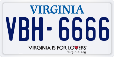 VA license plate VBH6666