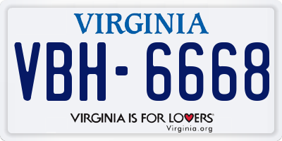 VA license plate VBH6668