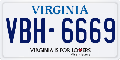 VA license plate VBH6669