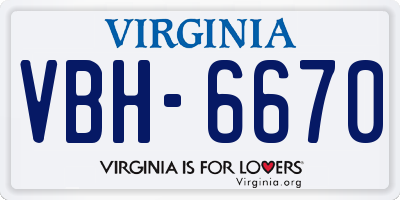 VA license plate VBH6670