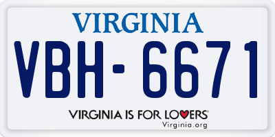VA license plate VBH6671