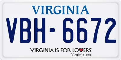 VA license plate VBH6672