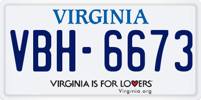 VA license plate VBH6673