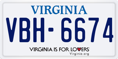 VA license plate VBH6674