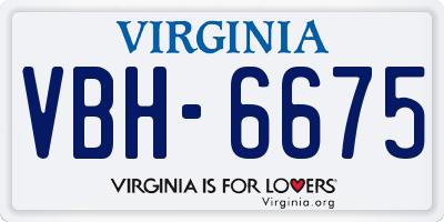 VA license plate VBH6675