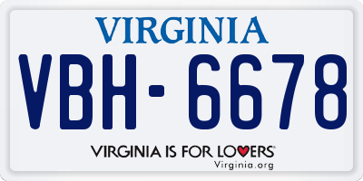 VA license plate VBH6678