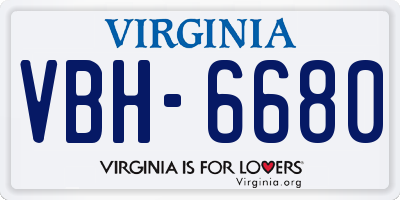 VA license plate VBH6680