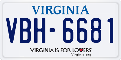 VA license plate VBH6681