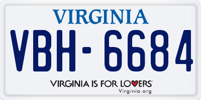 VA license plate VBH6684