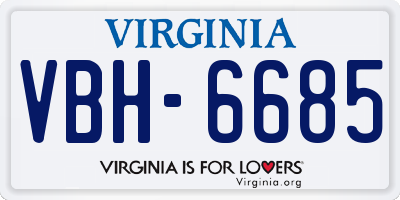 VA license plate VBH6685