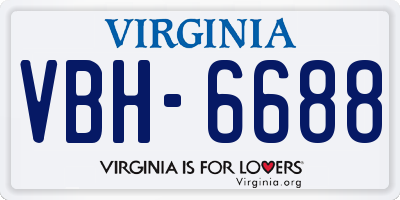 VA license plate VBH6688