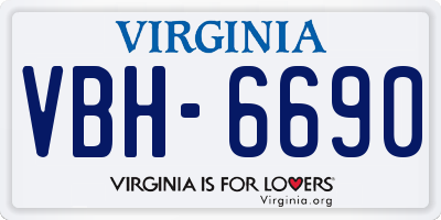 VA license plate VBH6690