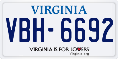 VA license plate VBH6692