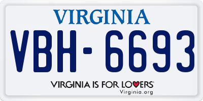VA license plate VBH6693
