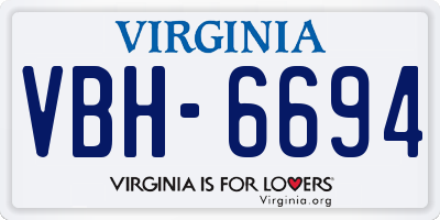 VA license plate VBH6694