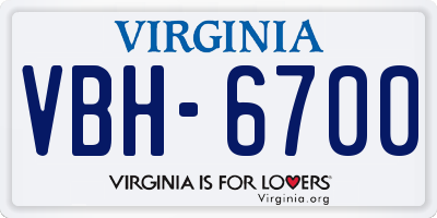 VA license plate VBH6700