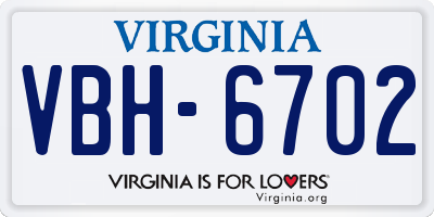 VA license plate VBH6702