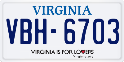 VA license plate VBH6703