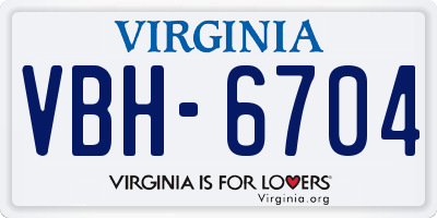 VA license plate VBH6704