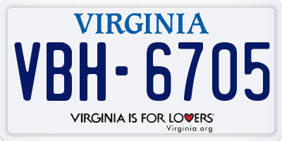 VA license plate VBH6705