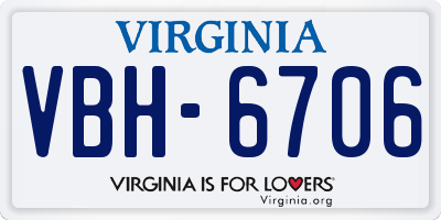 VA license plate VBH6706