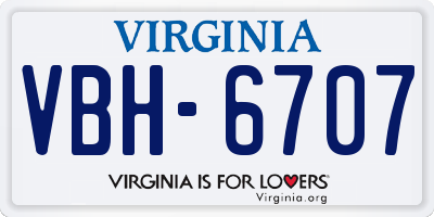VA license plate VBH6707