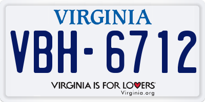 VA license plate VBH6712