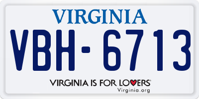 VA license plate VBH6713