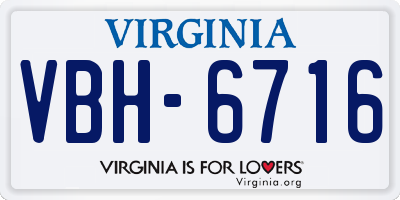 VA license plate VBH6716