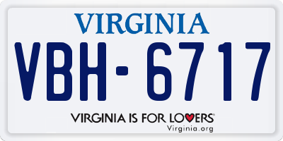 VA license plate VBH6717