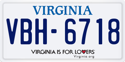 VA license plate VBH6718