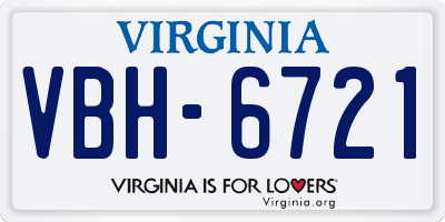 VA license plate VBH6721