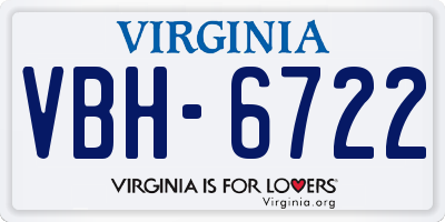 VA license plate VBH6722
