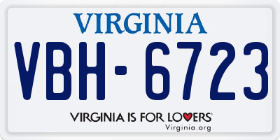 VA license plate VBH6723