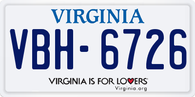 VA license plate VBH6726
