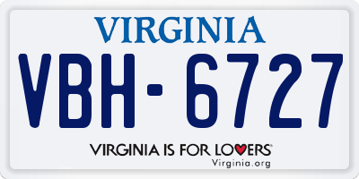 VA license plate VBH6727