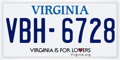 VA license plate VBH6728