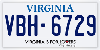 VA license plate VBH6729