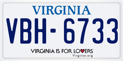 VA license plate VBH6733