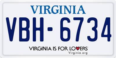 VA license plate VBH6734
