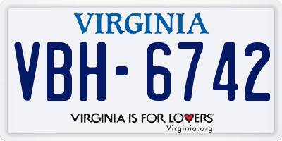 VA license plate VBH6742