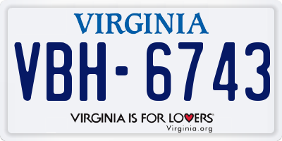 VA license plate VBH6743