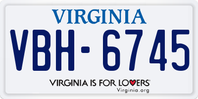 VA license plate VBH6745