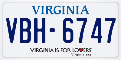 VA license plate VBH6747