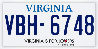 VA license plate VBH6748